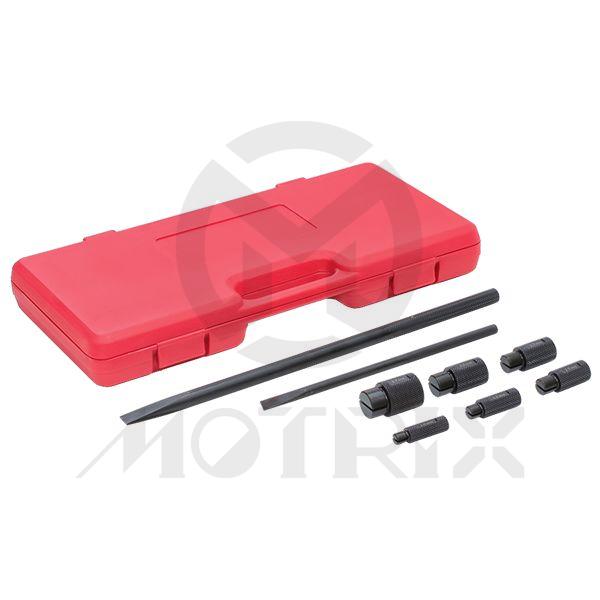 Wheel bearing remover set, remover sizes:  9.9Mm, 11.9Mm, 14.9Mm, 16.9Mm,18.9Mm,19.9Mm, and 24.9Mm