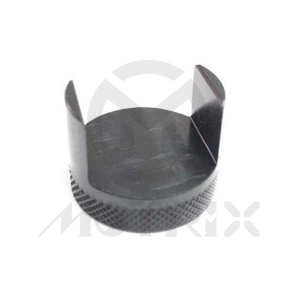 Shock reservoir cap setting tool