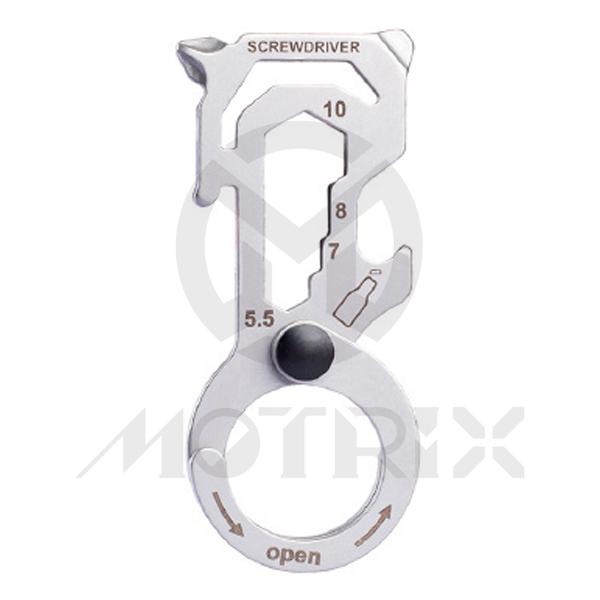 Pocket tools (Key Chain / Bottle Opener / 5.5mm/7mm/8mm/ 10mm Hexagon Wrench / Flat Screwdriver  / Phillips Screwdriver  / Key Hole )