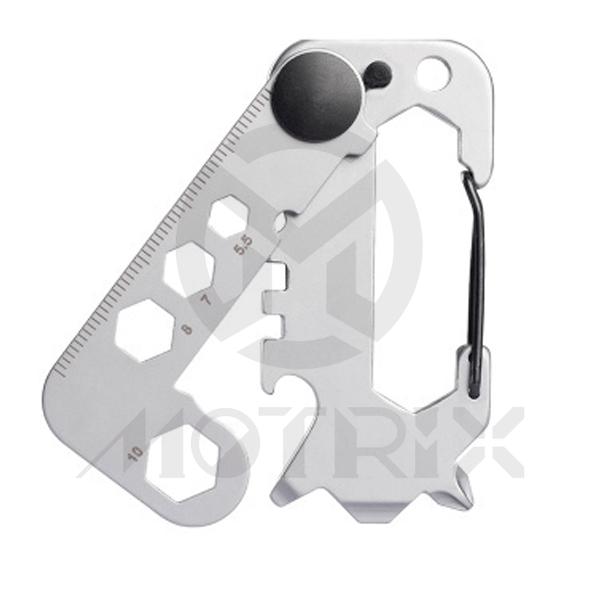 Pocket tools (Key Hole / Bottle Opener / 5.5mm/7mm/8mm/10mm/12mm Hexagon Wrench / Flat Screwdriver / Phillips Screwdriver / Ruler / Spoke Tools / Carabiner)