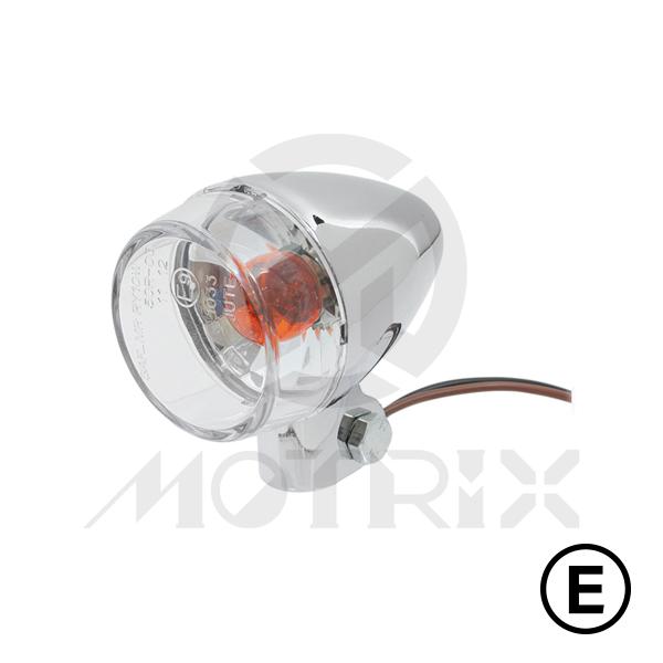 Universal indicators, clear lens/chrome base, with E-mark