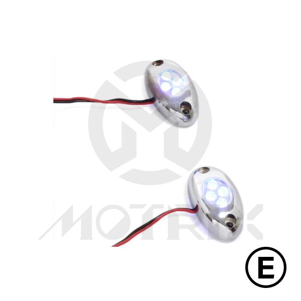 Universal indicators(LED)decoration light, clear lens/chrome base, with E-mark