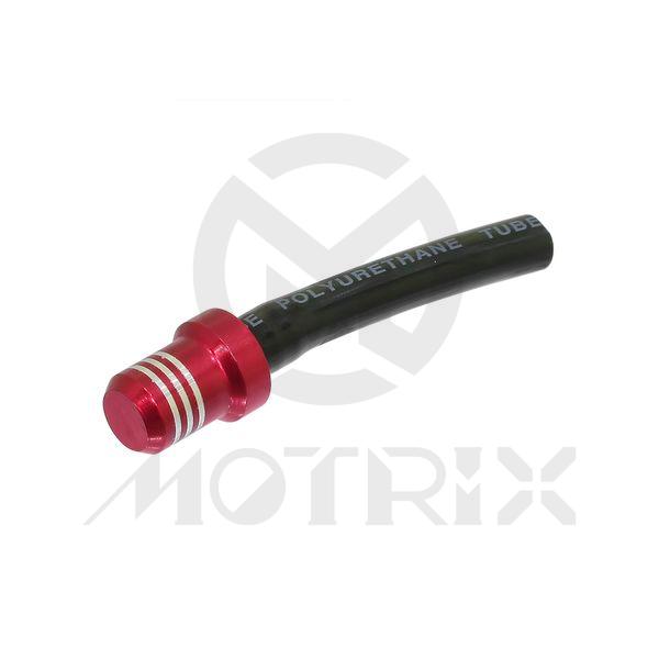 Universal tank gas fuel cap breather & pipe red