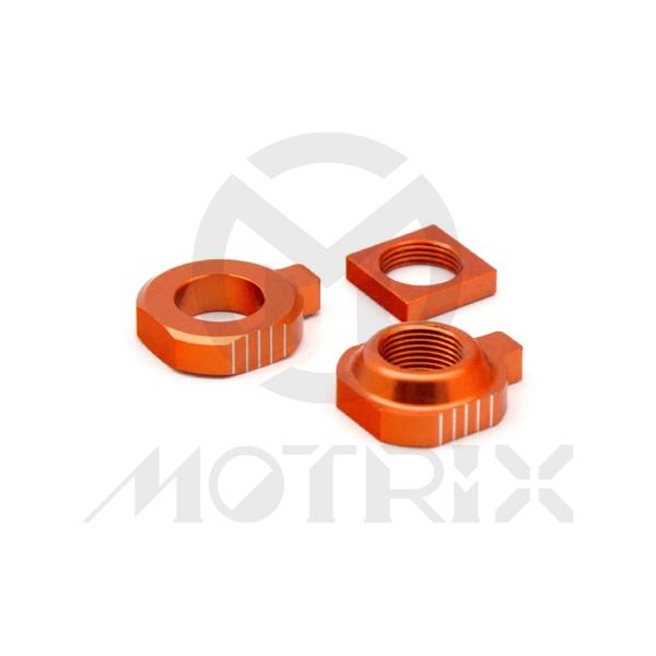 Adjuster rear axle block for KTM 85 SX, FREERIDE 250R, HUSQVARNA TC 85 orange AL6061-T6 CNC