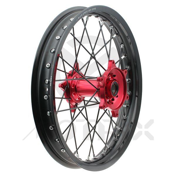 Rear wheel set 2.15X18'' for HONDA CR125, CR250, CRF250R, CRF450R, CRF450X red hub with black rim and black spoke
