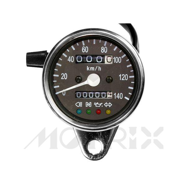 Speed/odometer/trip, mechanical, D/60mm/ LED light, 0-140 km/h black