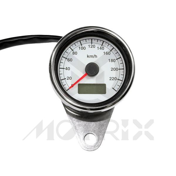 White Speedometer, trip, odometer, mechanical , 240km/h,D/60mm/ LED light, Available in : Black face / White face