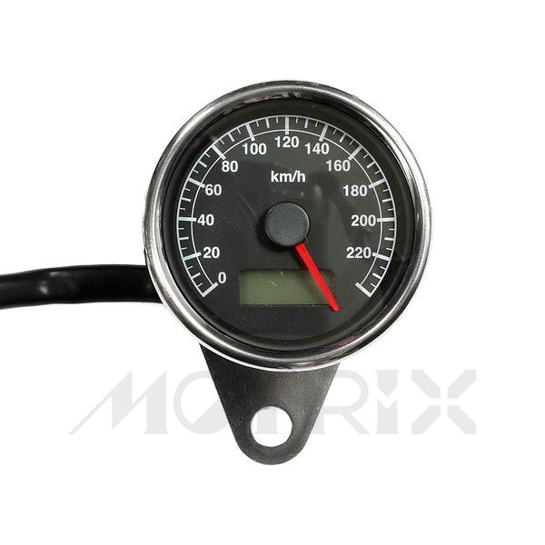 Black Speedometer, trip, odometer, electronic, 220km/h,D/60mm/ LED light, Available in : Black face / White face