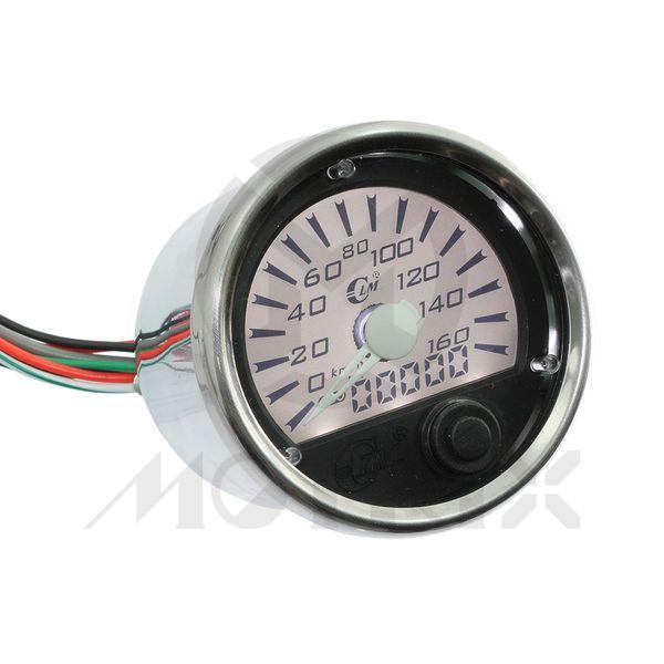 Black 2 in 1 meter, speedometer and tachometer , D/60mm/ LED light, 0-160 km/h and 0-12 x 1000 RPM