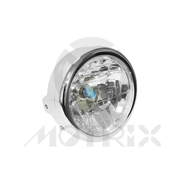 Headlight monkey diamond lens, blue bulb, chrome side mount