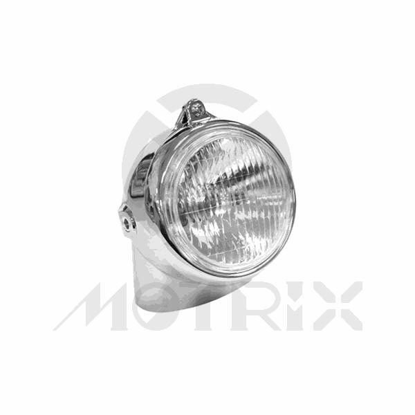 Headlight with chrome shell, diamond lens, white bulb ( T19 6V / 25W ), for HONDA ST70