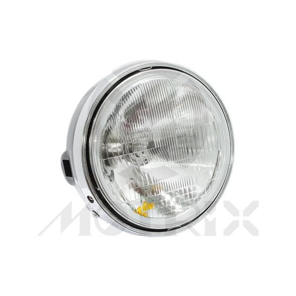 Headlight, normal lens 18cm / bulb H4 black, for YAMAHA RD350LC