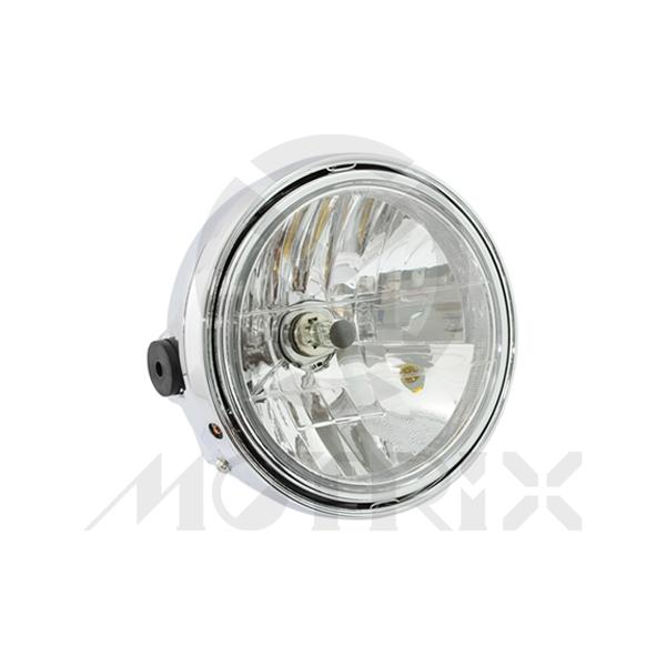 Headlight, diamond lens D: 18cm / bulb H4, chrome, for YAMAHA RD350LC