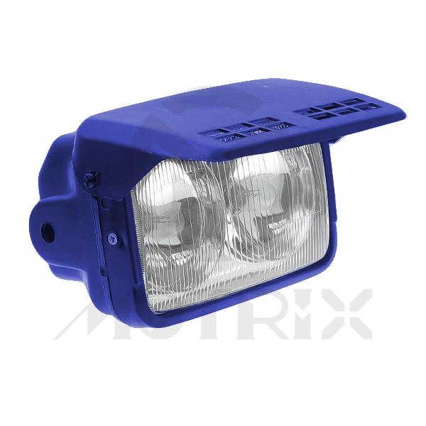 Dual beam headlight with pull down flap