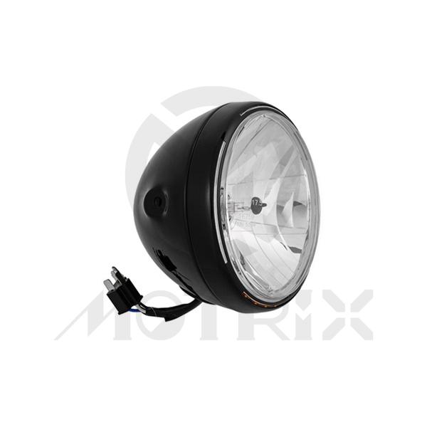 7.5" Metal headlight with E-mark. Side mount. LED angel eye (parking light)