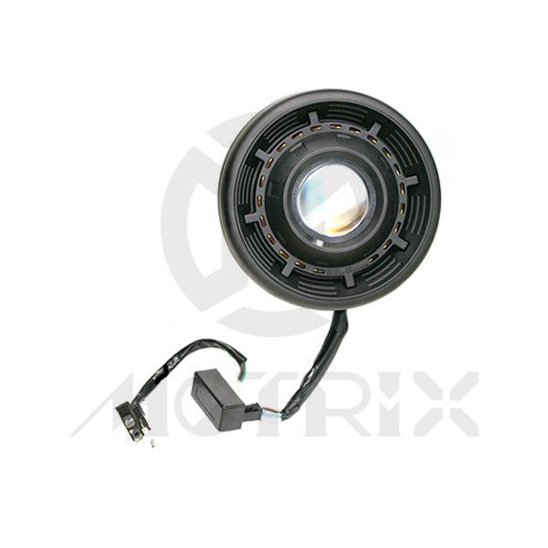 7.5'' Metal headlight with E-mark. Side mount. Fish eye high , low beam