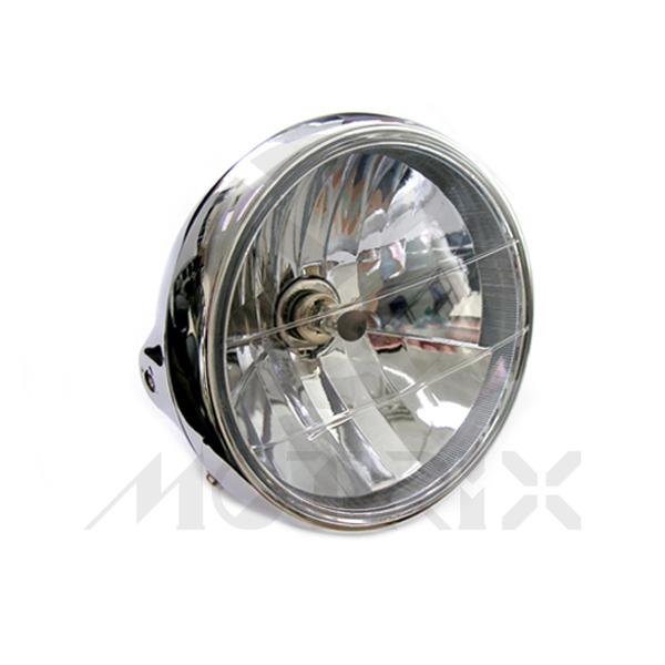 Headlight 7'' side mount, bulb H4 diamond lens chrome