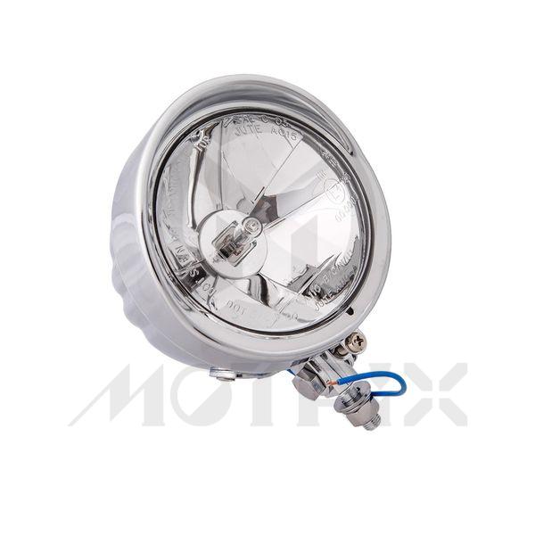 Buffalo headlight 4 1/2'' button mount, diamond lens, H3 12V 60/55W with visor, with E-mark