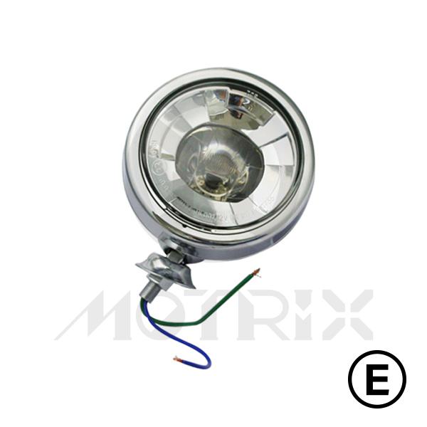 4'' LED headlight bottom mount, chrome, ECE approval, high beam