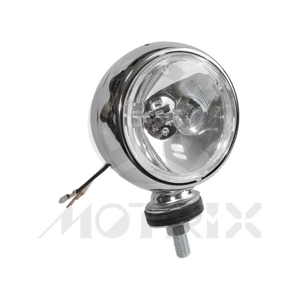 Headlight 4'' spot light bottom mount chrome clear lens, bulb H3 12V 55W
