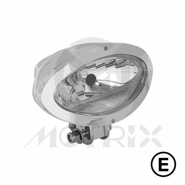 Cat eye headlight, 12V H4 60/55W, chrome, with E-mark