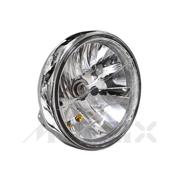 Universal Headlamp 7'' bulb: H4 / Diamond, clear lens, chrome