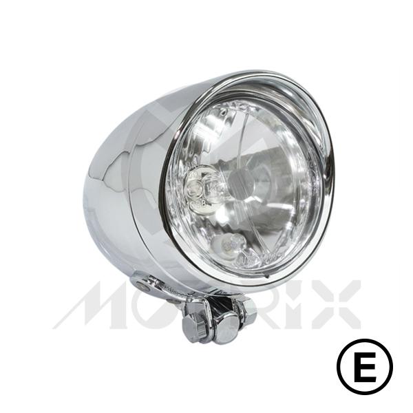 Headlight 4'' bottom mount with visor with H4 12V 60/55W bulb, with E-mark