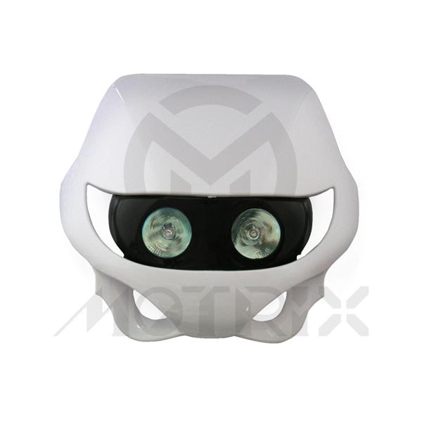 Universal off road headlight, black base, white shield