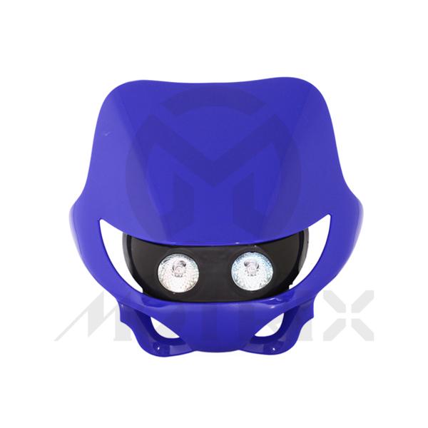 Universal off road headlight, black base, blue shield