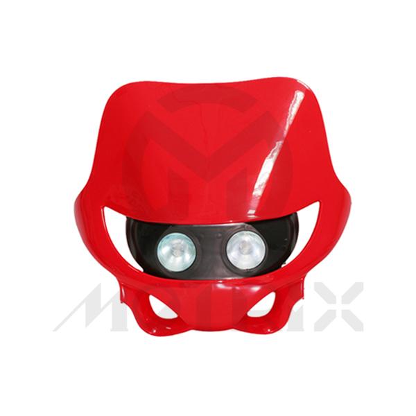 Universal off road headlight, black base, red shield