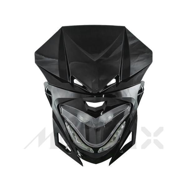 Off road headlight black, clear lens, orange LED