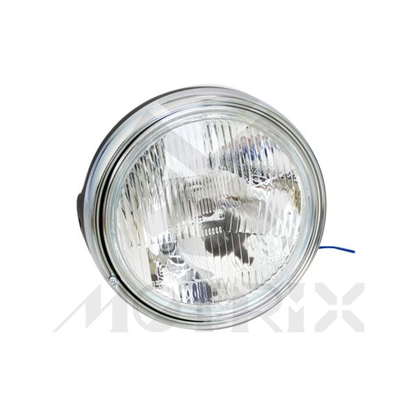 Headlight, black, 7 1/2'' side mount, H4 12V 60/55W (H+L) T10 12V 5W (P), with E-mark