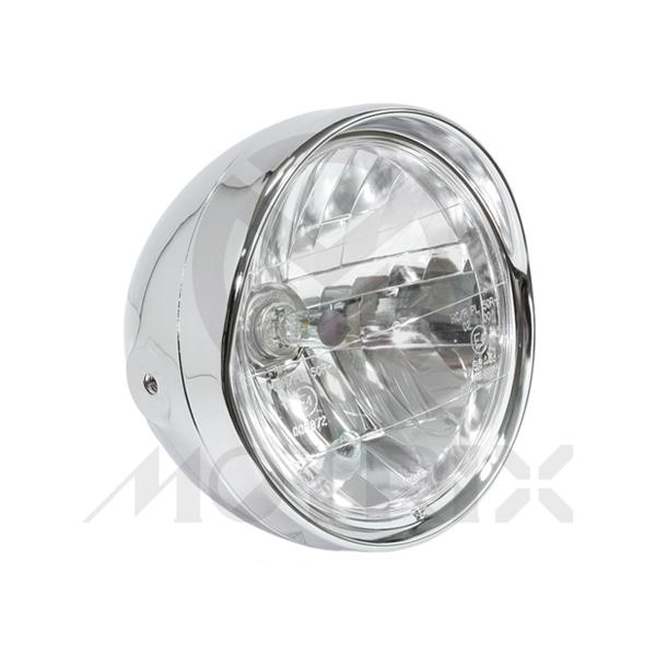 Headlight 7'' headlight side mount with visor H4 12V 60/55W / T10 12V 5W, with E-mark