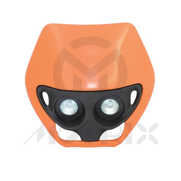 Universal off road double headlight, black/orange