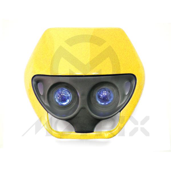 Universal off road double headlight, yellow/blue convex lens