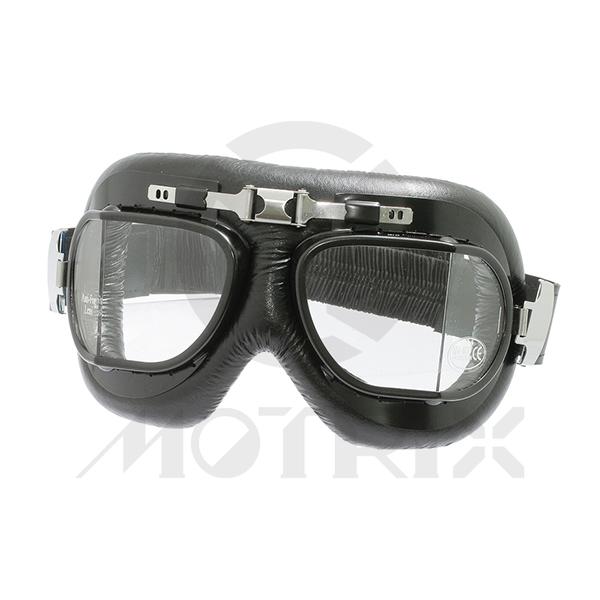 Touring goggles, black frame with clear lens