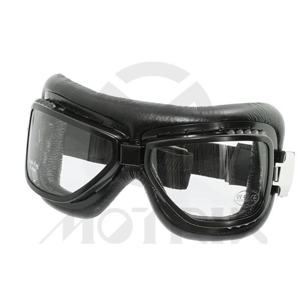 Touring goggles, black frame with clear lens
