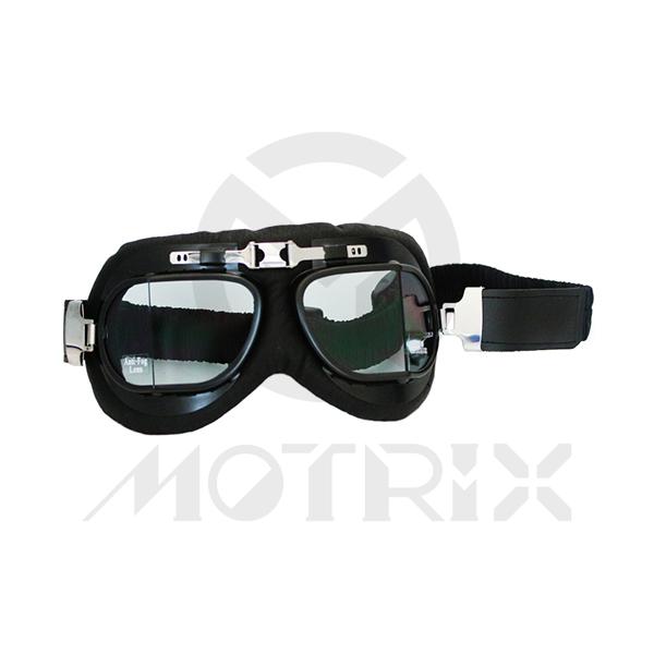 Touring goggles, black frame with clear lens