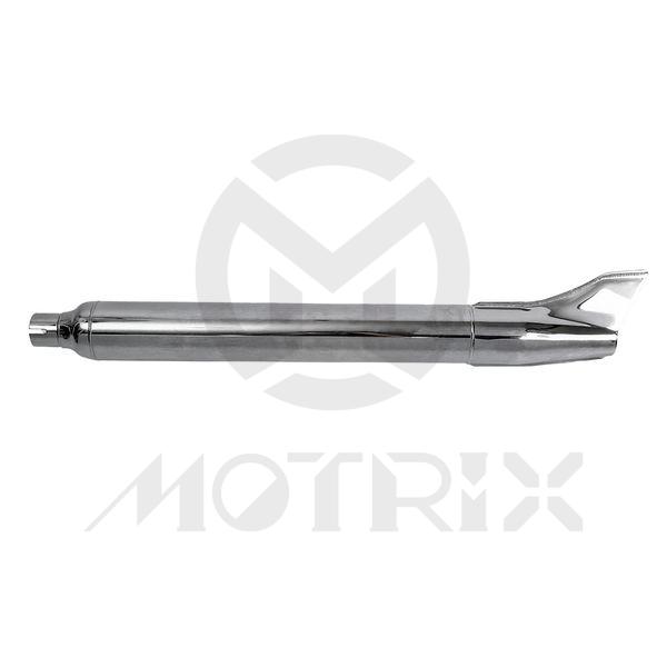 Replica 33 fishtail muffler for Harley Davidson (Chrome), 3-1/4'' body diameter and 1-3/4'' inlet