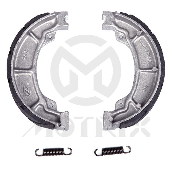 Brake shoes with spring, regular material. With water grooving. For HONDA TRX 90 X9/XB/XC 09-21