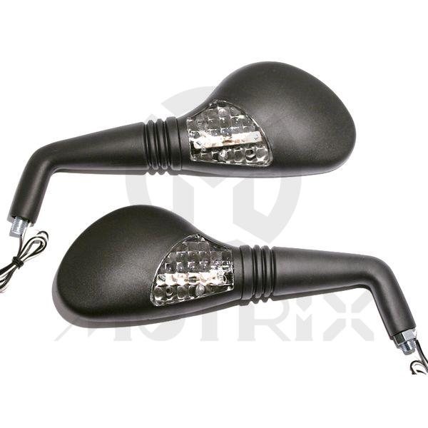 (Black/PR) Mirror for YAMAHA AEROX 10mm Thread with light