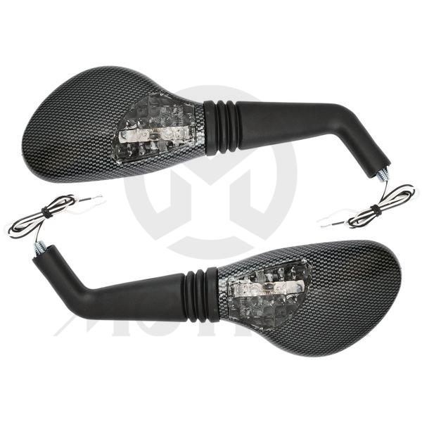 (Carbon look/PR) Mirror for YAMAHA AEROX 10mm Thread with light