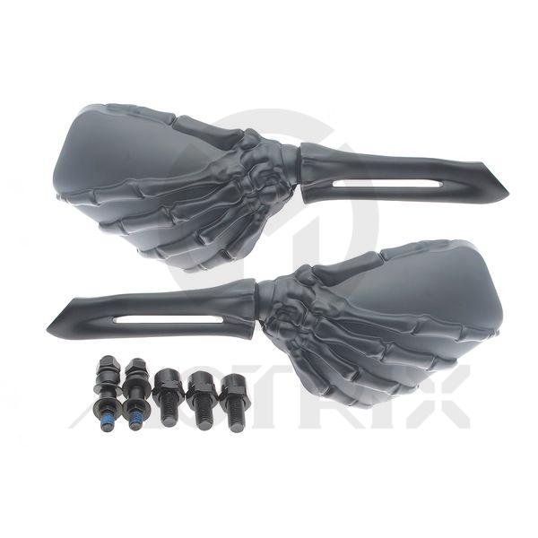 (Pair) Mirror for universal, skeleton hands 10mm thread, black