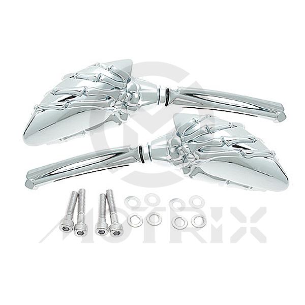 (Pair) Mirror for universal skeleton hands style, chrome 10mm bolt