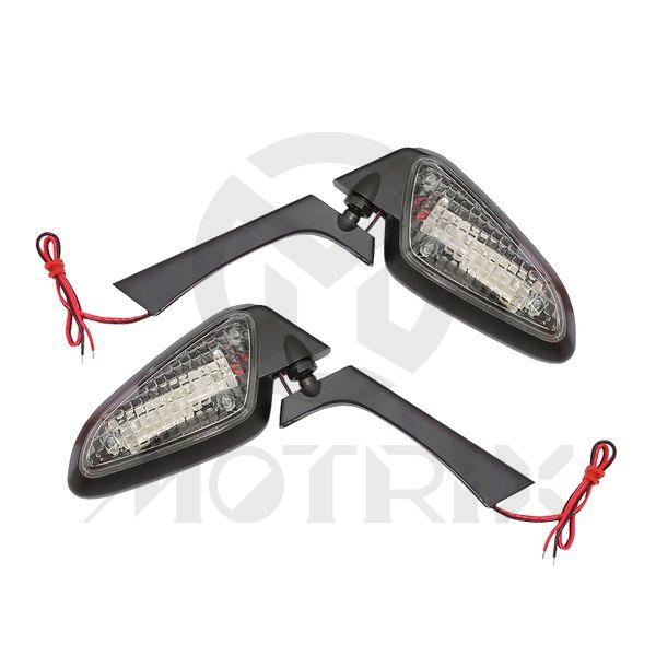 (Pair) Mirror for universal, 10mm thread with light, black