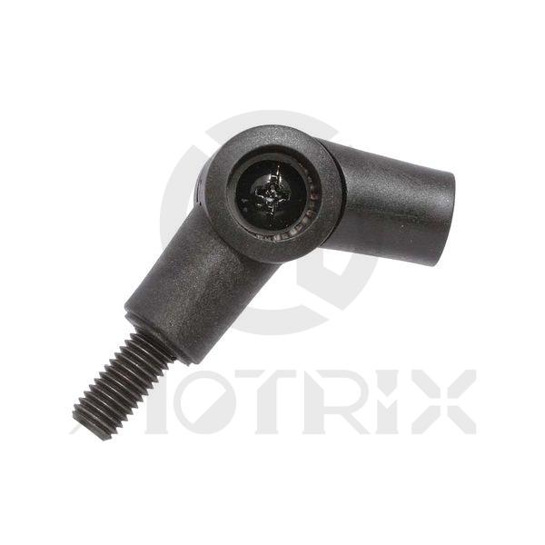 Articulated universal mirror adaptor, black. Inner bolt hole: 8mm right thread / Outer bolt: 10mm right thread. Thread 1.25mm