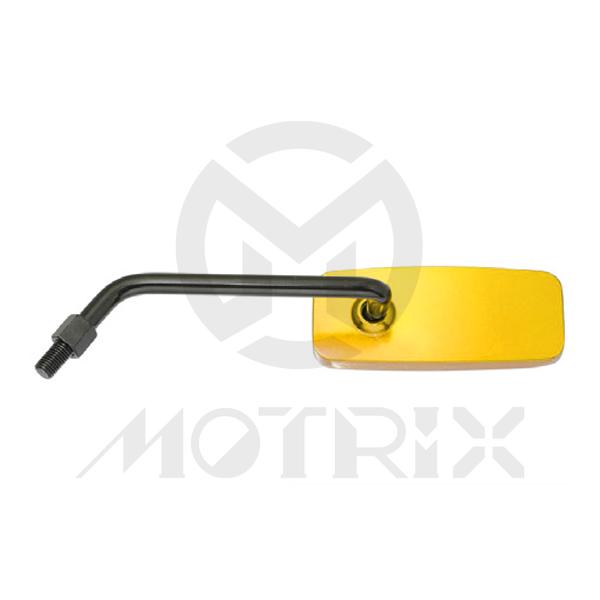 (Pair) Mirror for universal, alloy gold rectangular & clear mirror. With black frame 10mm thread