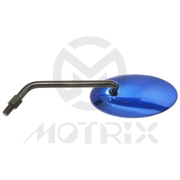 (Pair) Mirror for universal, alloy blue oval & blue mirror. With black frame 10mm thread