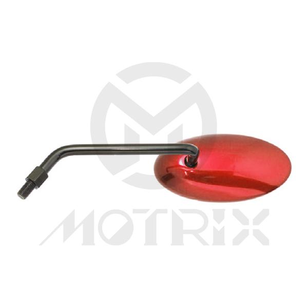 (Pair) Mirror for universal, alloy red oval & clear mirror. With black frame 10mm thread