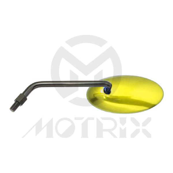 (Pair) Mirror for universal, alloy gold oval & clear mirror. With black frame 10mm thread